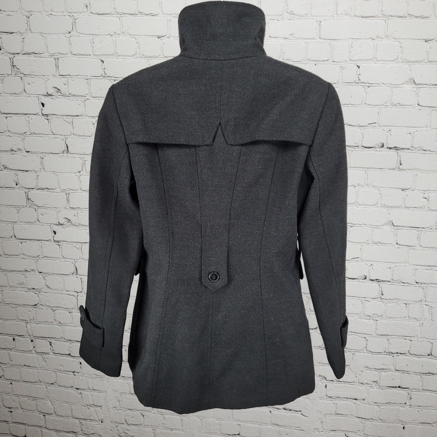 Nicole Miller New York Black Buttoned Collared Lined Winter Coat Jacket Small S