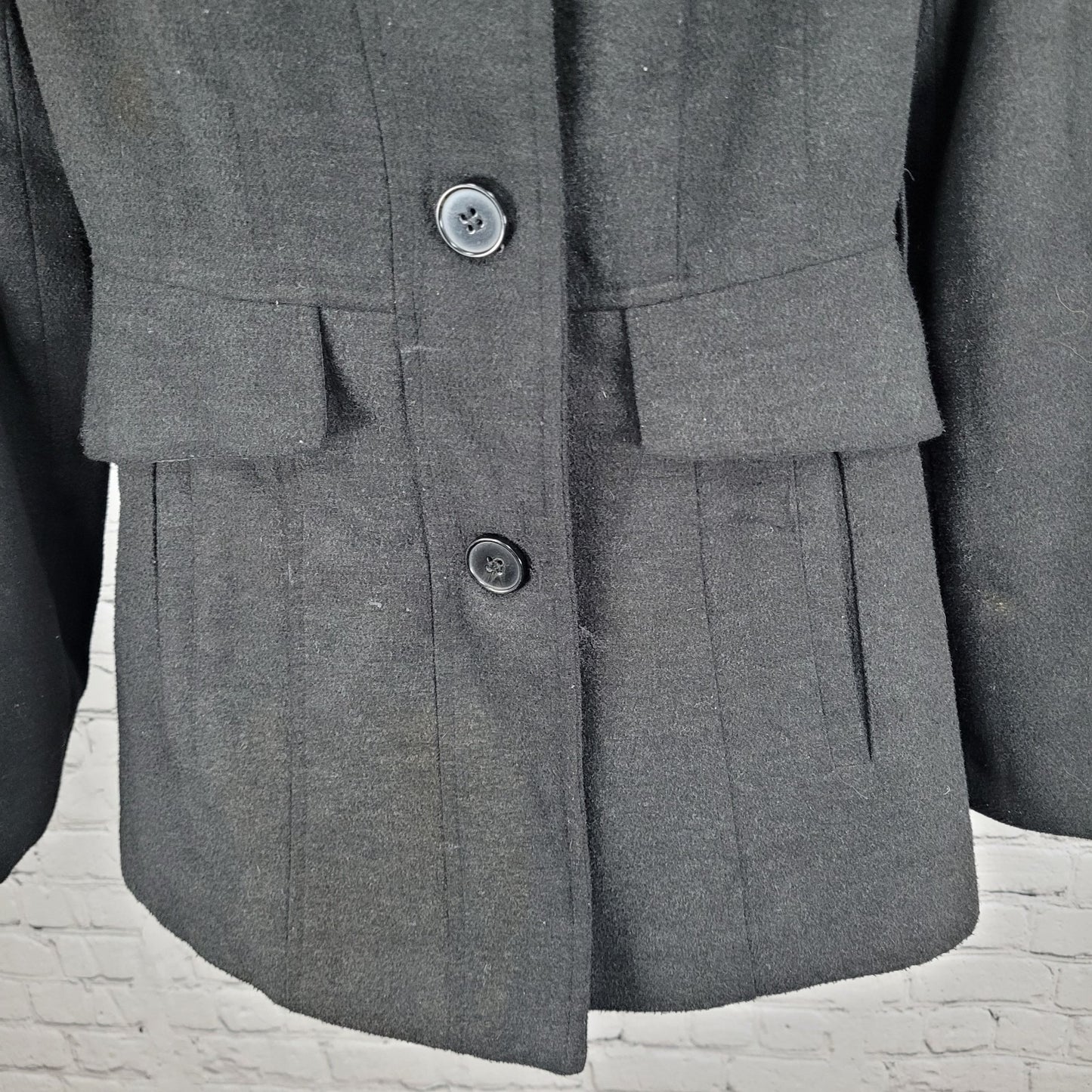 Nicole Miller New York Black Buttoned Collared Lined Winter Coat Jacket Small S