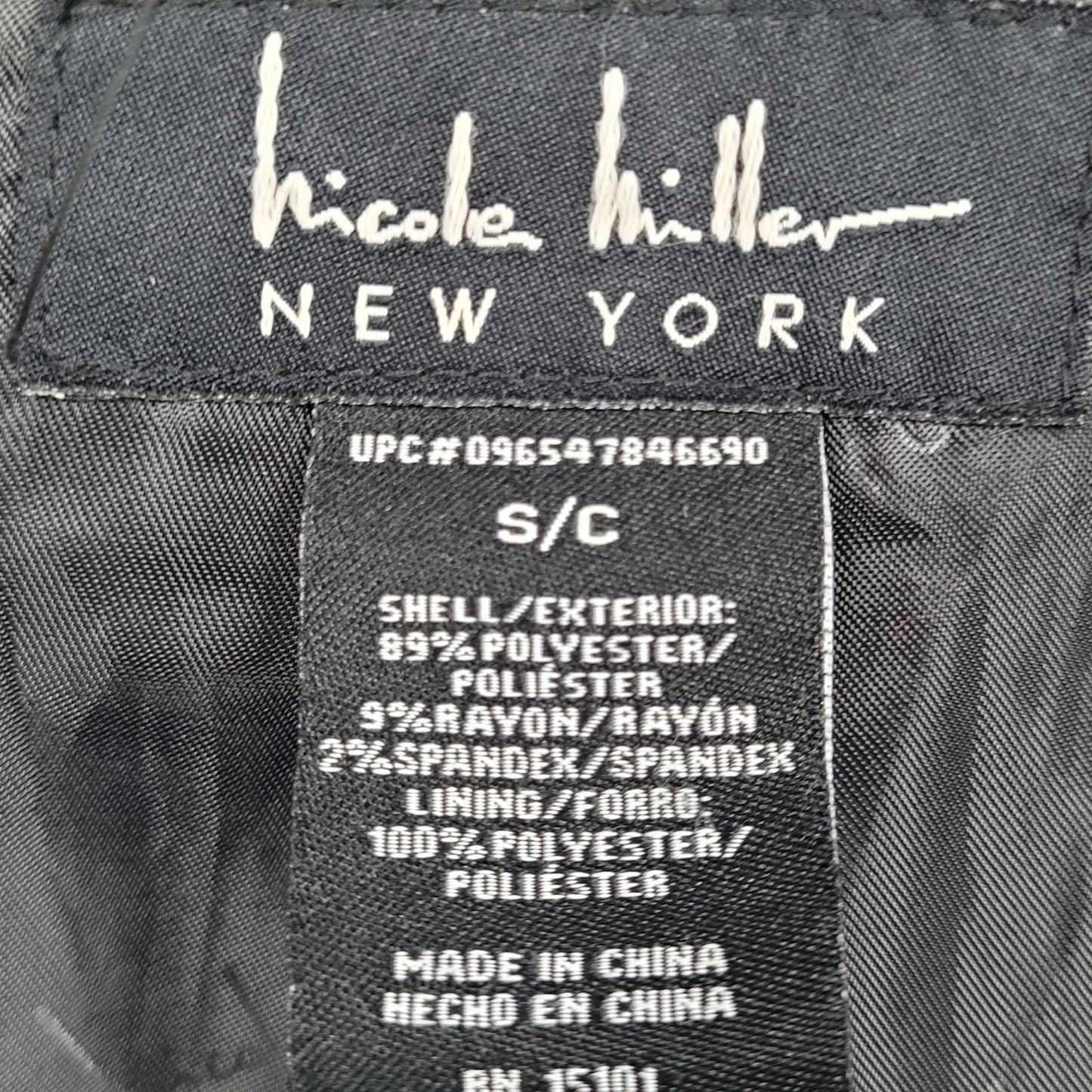 Nicole Miller New York Black Buttoned Collared Lined Winter Coat Jacket Small S