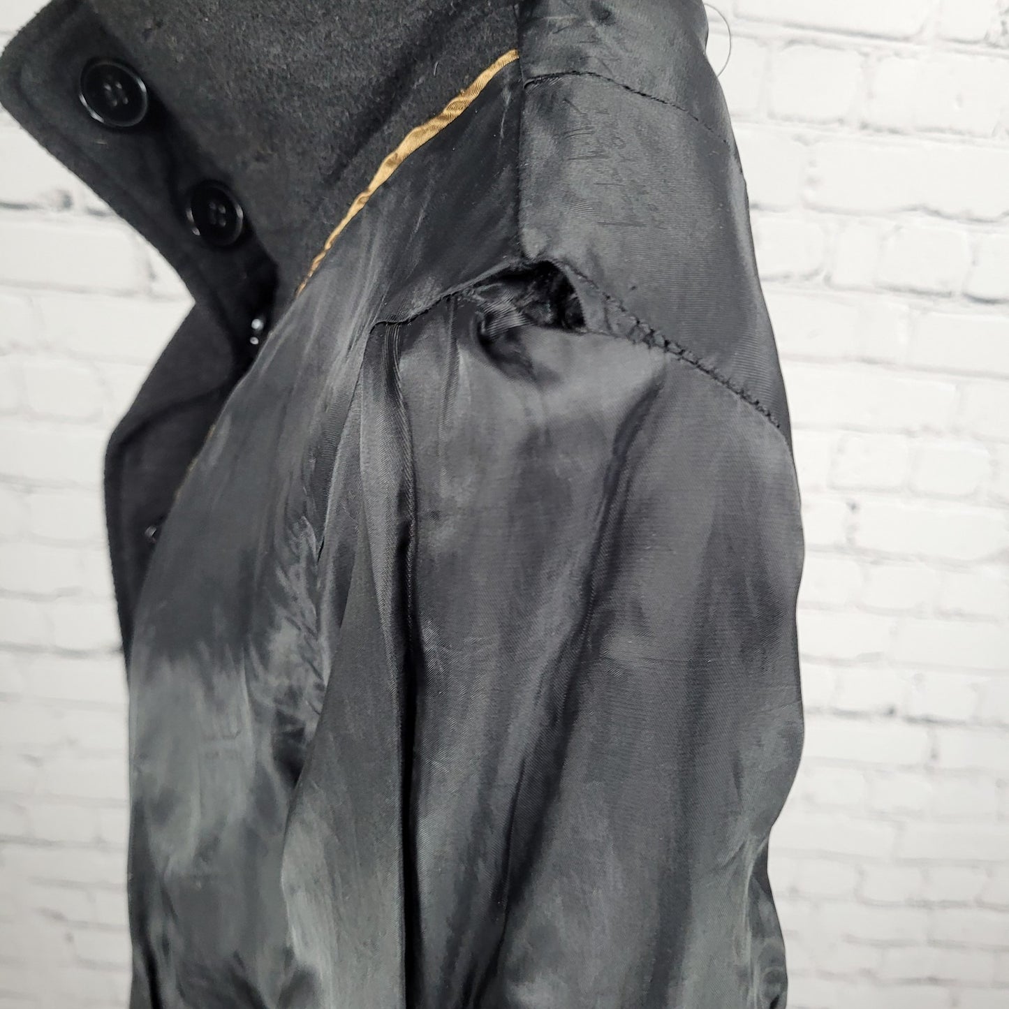 Nicole Miller New York Black Buttoned Collared Lined Winter Coat Jacket Small S