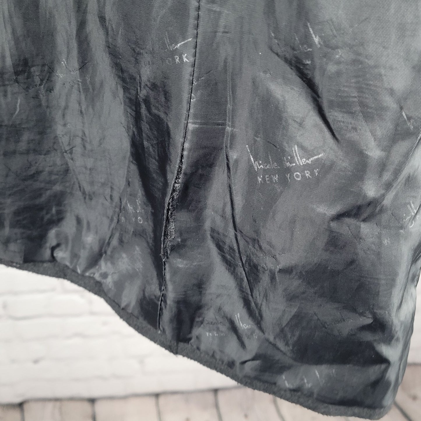 Nicole Miller New York Black Buttoned Collared Lined Winter Coat Jacket Small S