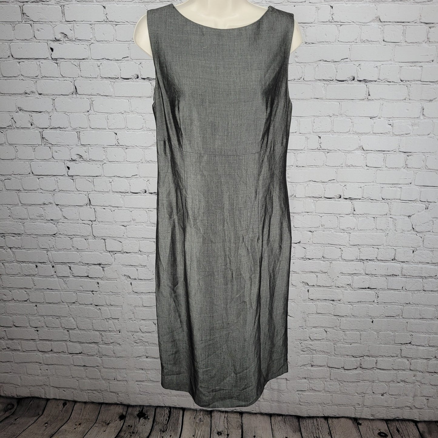 Isda & Co Grey Wool Blend Lightweight Unlined Sleeveless Shift Dress Size 10