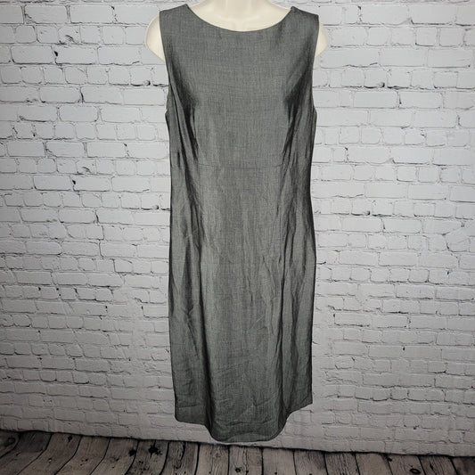 Isda & Co Grey Wool Blend Lightweight Unlined Sleeveless Shift Dress Size 10