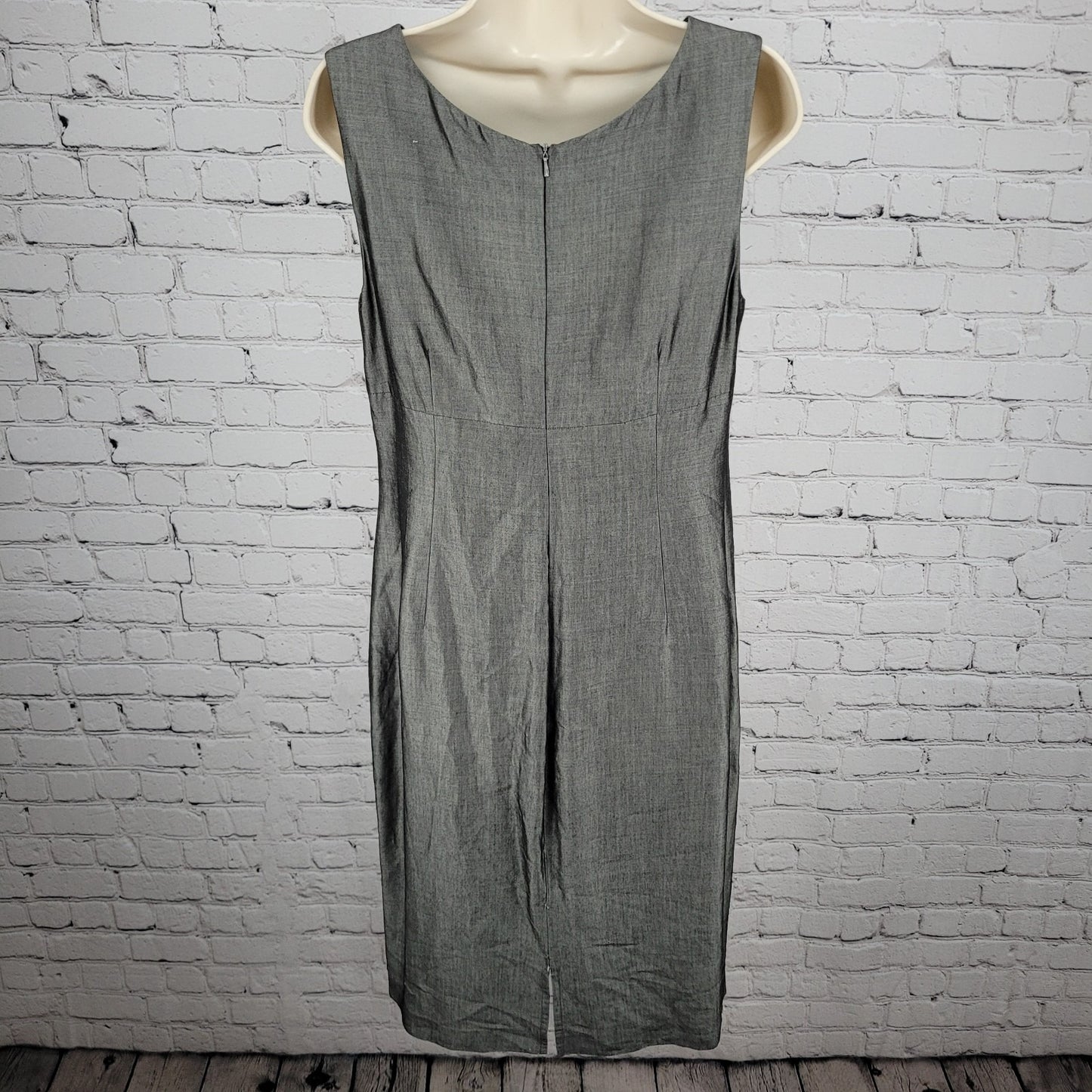 Isda & Co Grey Wool Blend Lightweight Unlined Sleeveless Shift Dress Size 10