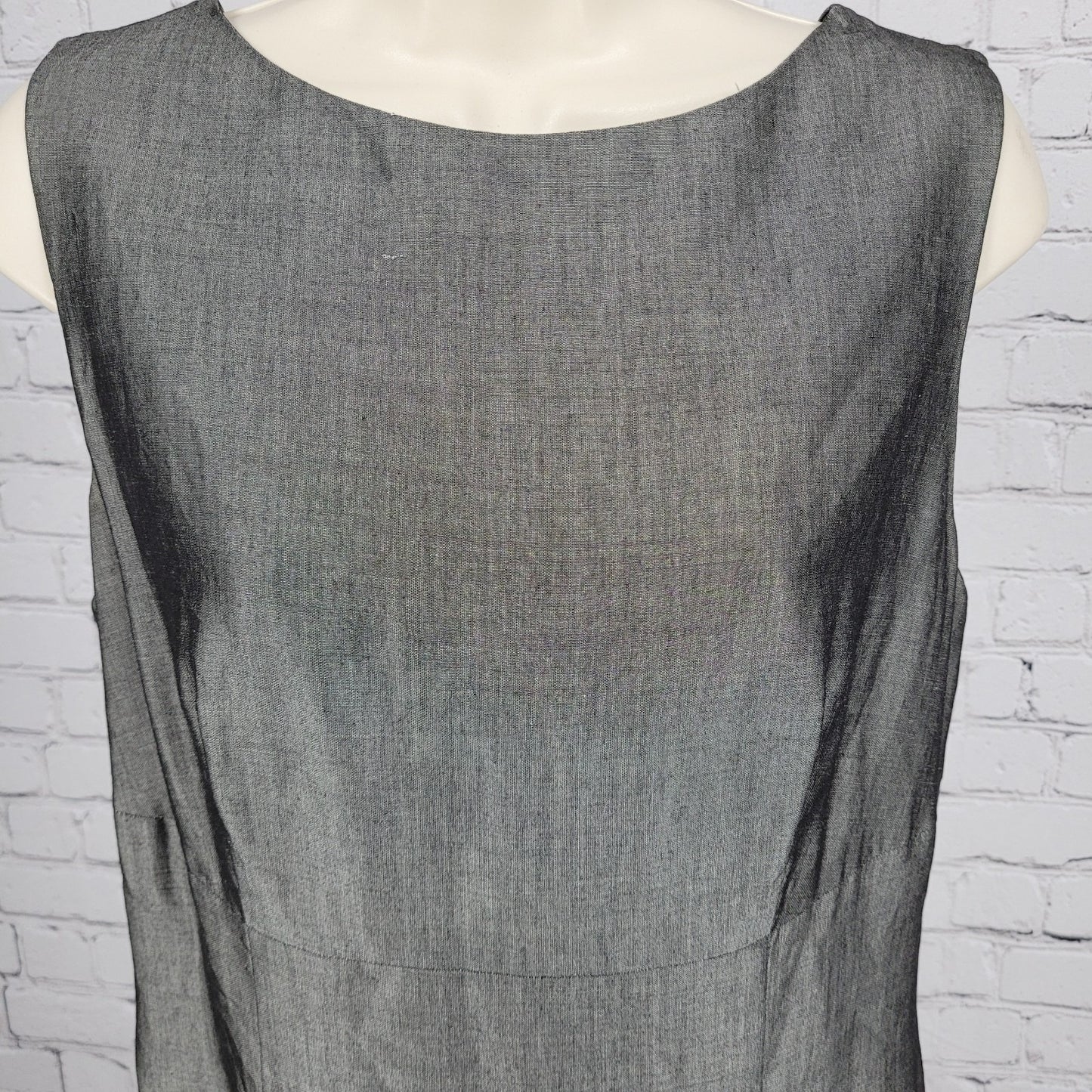 Isda & Co Grey Wool Blend Lightweight Unlined Sleeveless Shift Dress Size 10