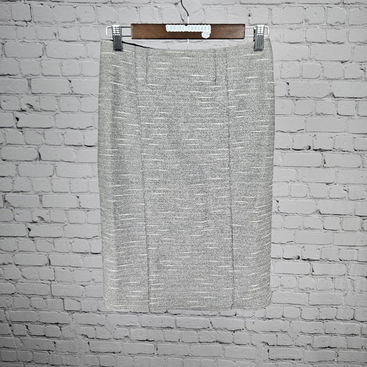 Boss Hugo Boss Grey Lined Back Slit Zipped Straight Knee Length Suit Skirt 4