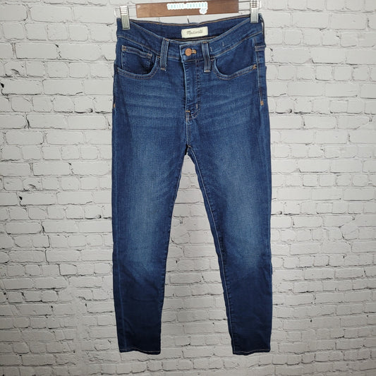 Madewell Blue 9" Mid Rise Skinny Stretch Dark Wash Ankle Jeans 26 (26x27)