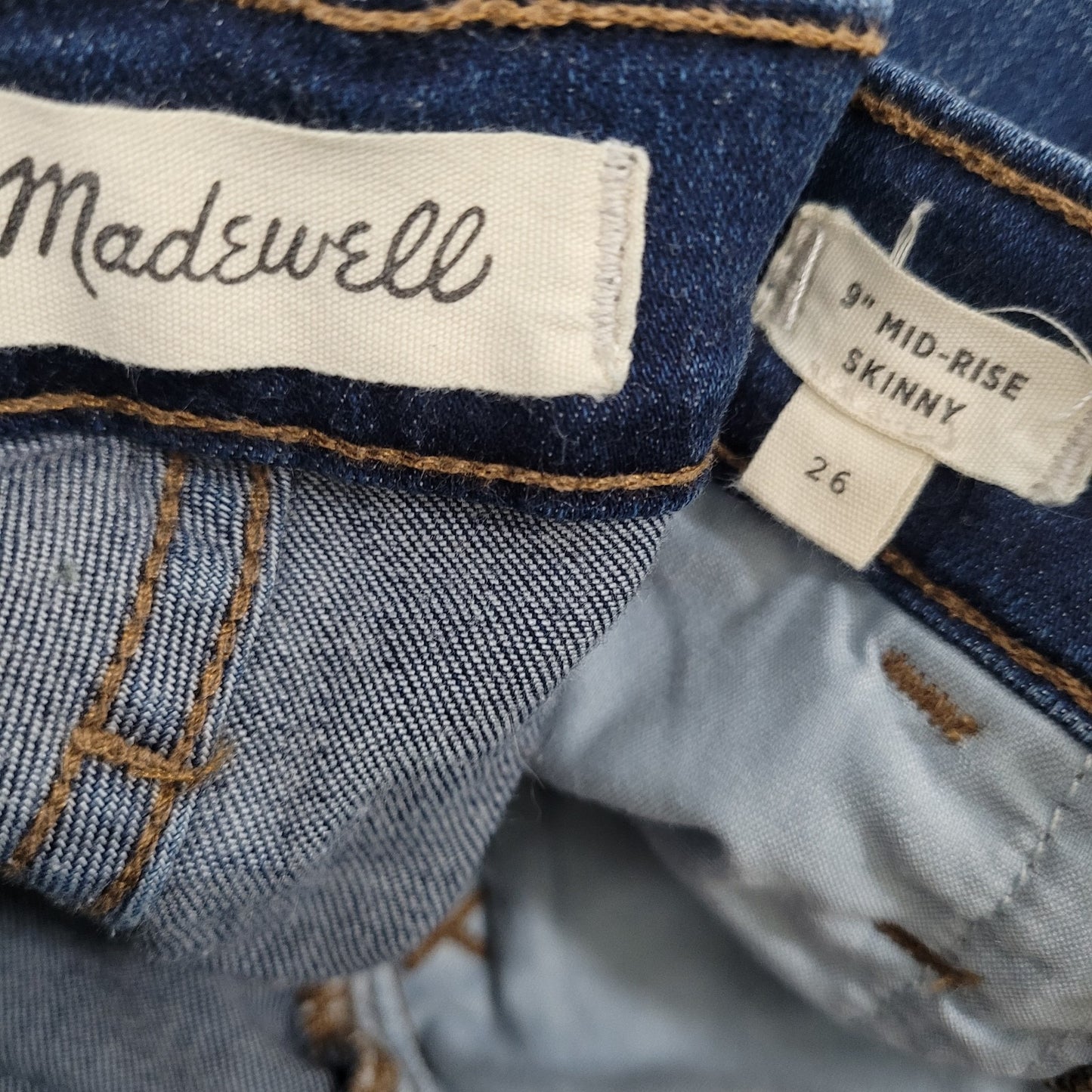 Madewell Blue 9" Mid Rise Skinny Stretch Dark Wash Ankle Jeans 26 (26x27)
