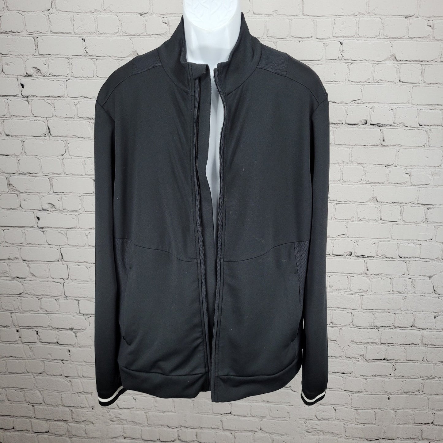 Bogner Black Light Stretch Unlined Zip Pockets Athletic Track Jacket XL *zipper