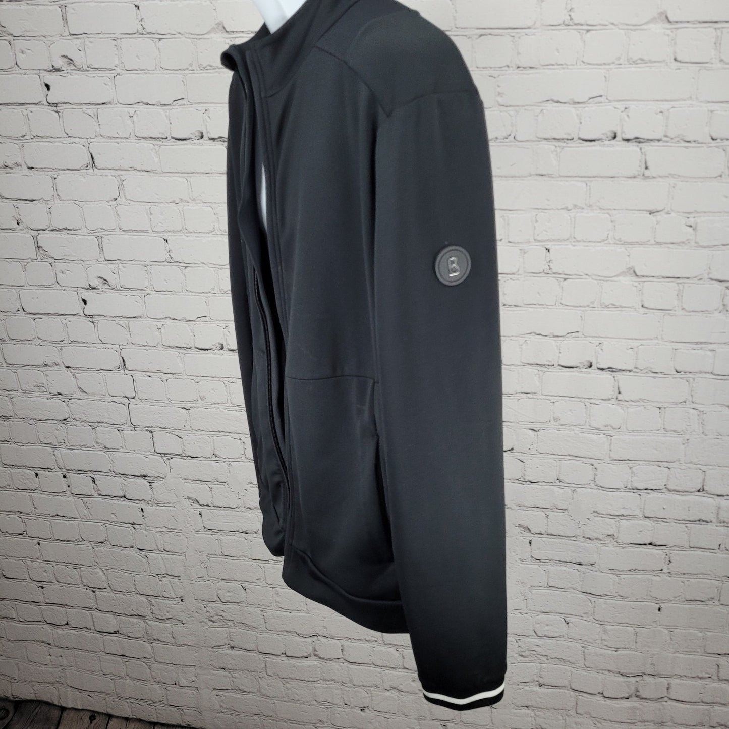Bogner Black Light Stretch Unlined Zip Pockets Athletic Track Jacket XL *zipper