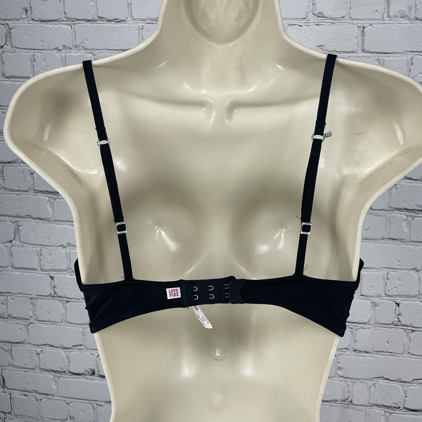 Pink Victoria’s Secret Black V Neck Push Up Wireless Adjustable Bra Size 34C