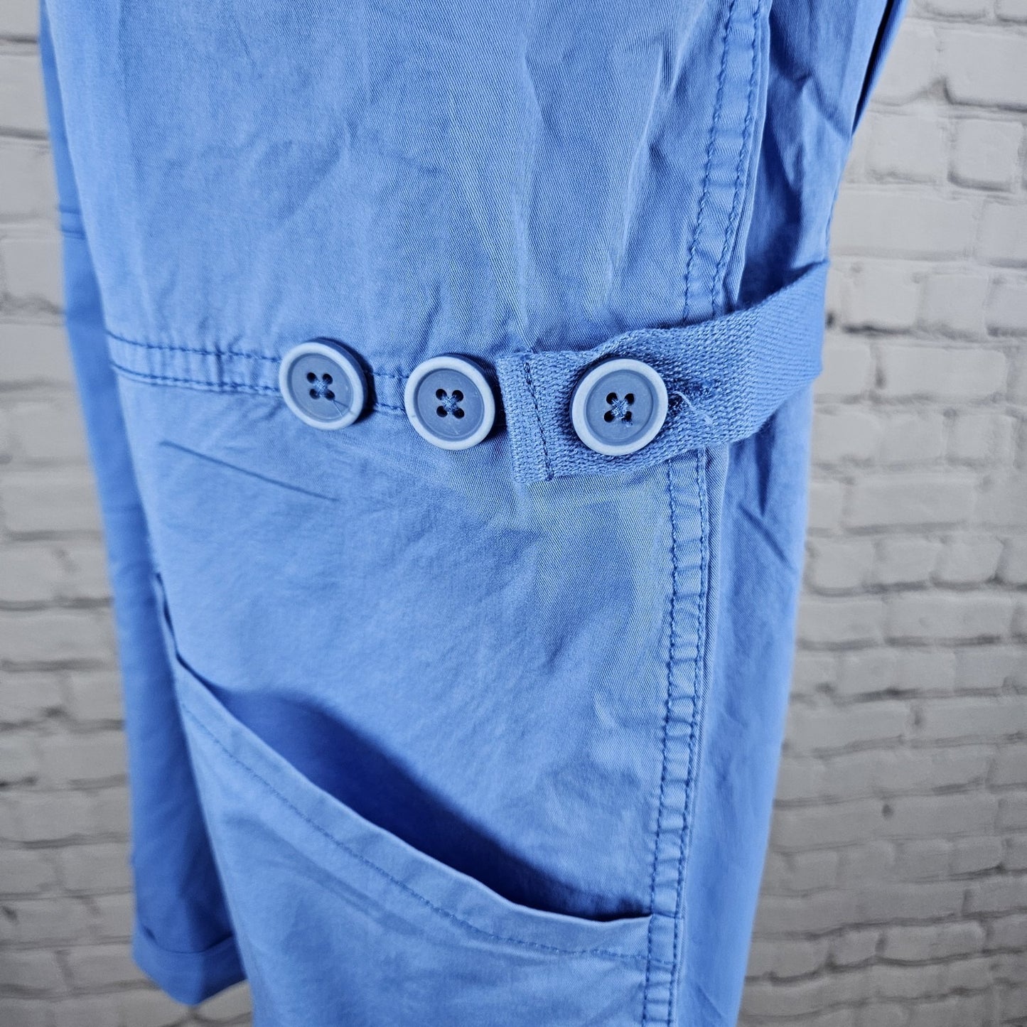 NWT Pistola Parker Azure Blue Cotton Stretch Short Sleeve Cuffed Romper Medium M