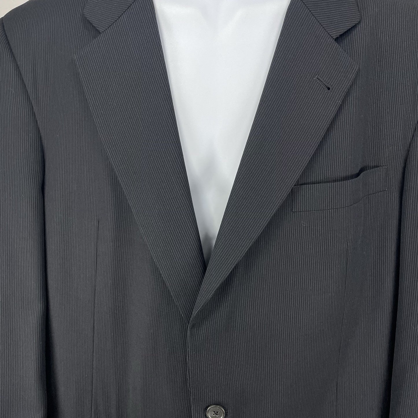 Jos A Bank Black Pinstriped 100% Wool 2 Button Blazer Sport Coat 46XL *pinhole