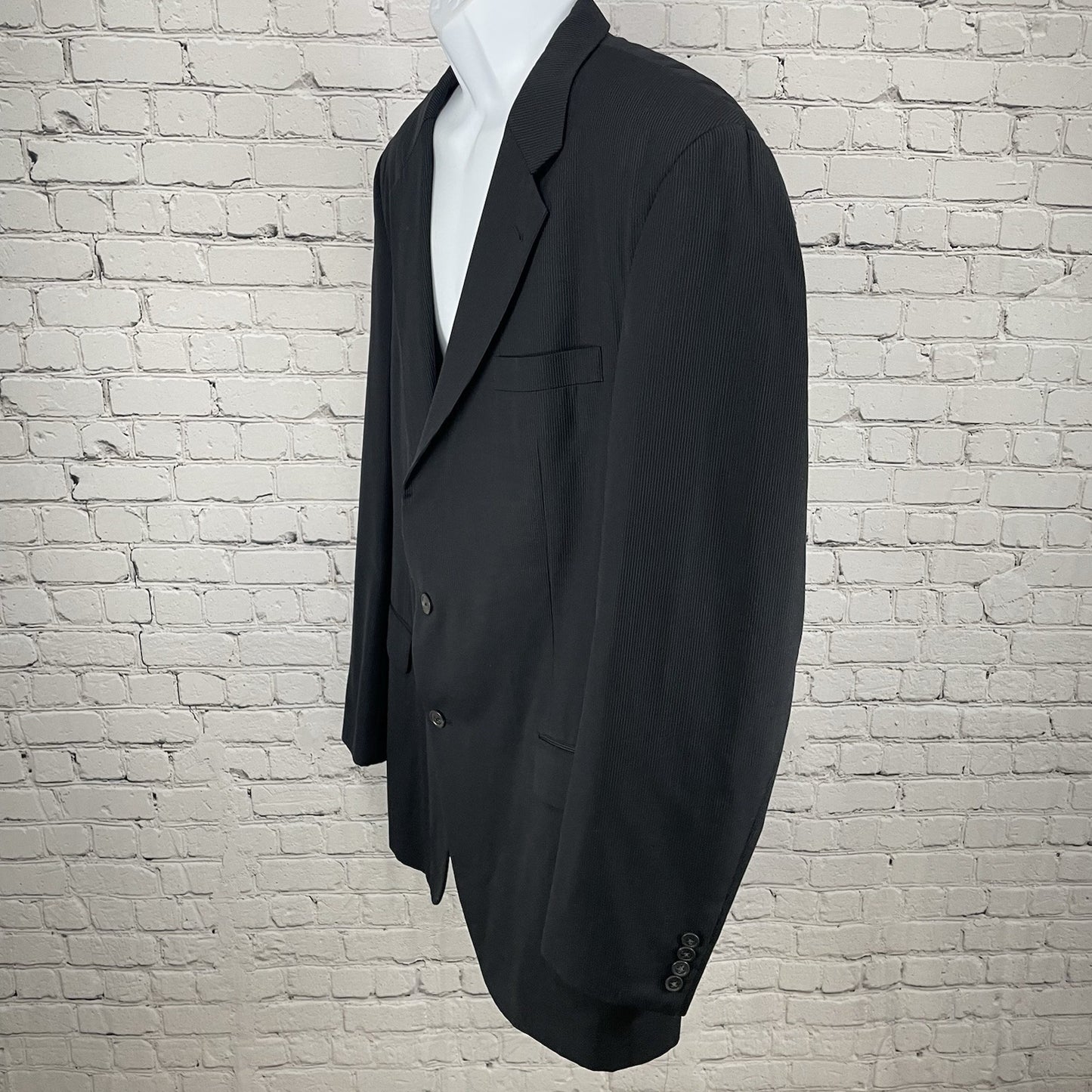 Jos A Bank Black Pinstriped 100% Wool 2 Button Blazer Sport Coat 46XL *pinhole