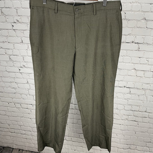 Cubavera Brown Herringbone Flat Front Lightweight Straight Leg Pants Size 36x29