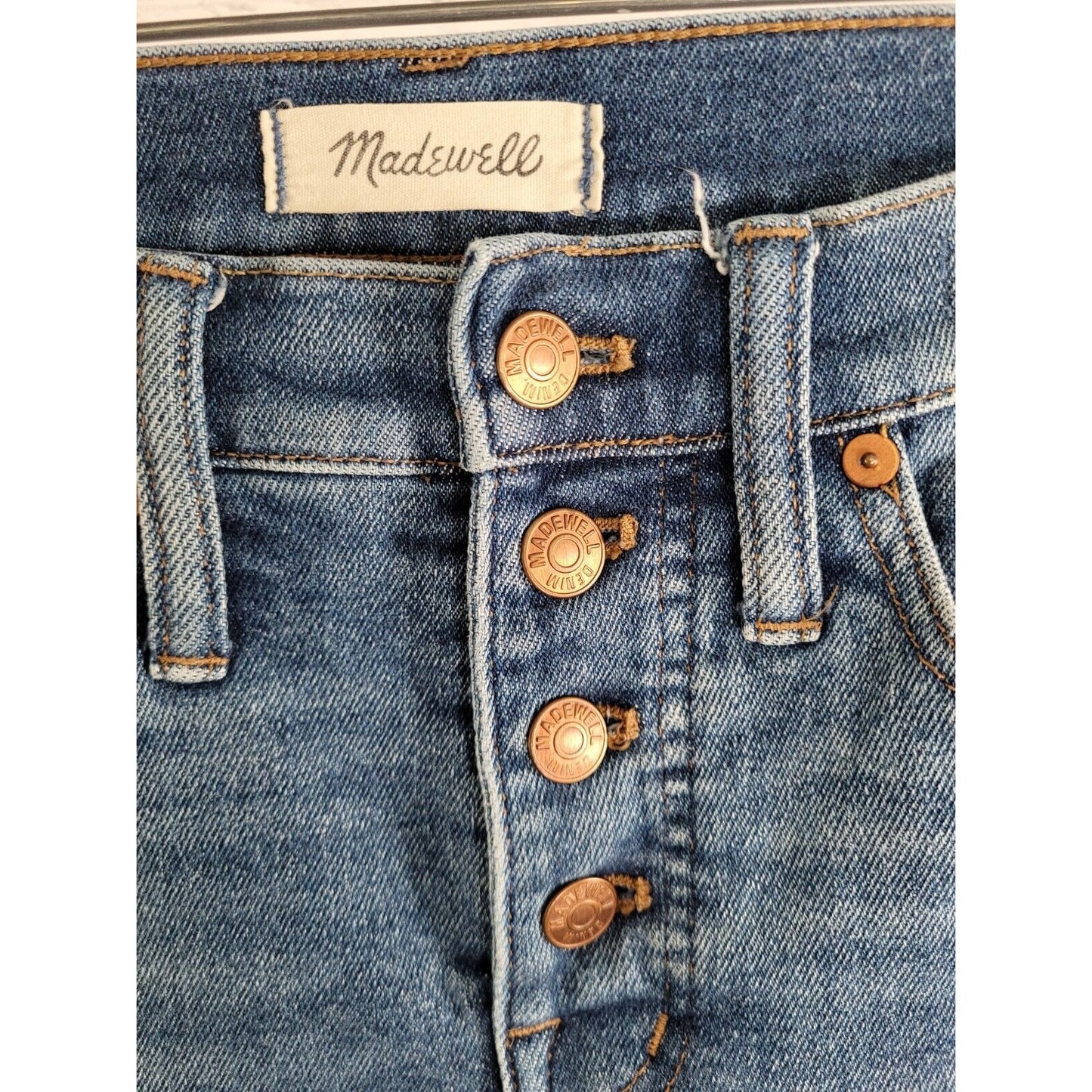 Madewell Blue 10" High Rise Skinny Jeans Medium Wash Women’s Size 25P *puckering