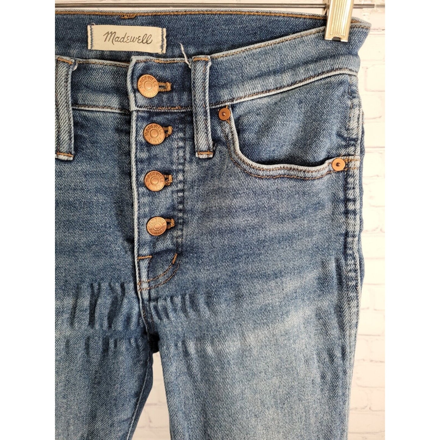 Madewell Blue 10" High Rise Skinny Jeans Medium Wash Women’s Size 25P *puckering
