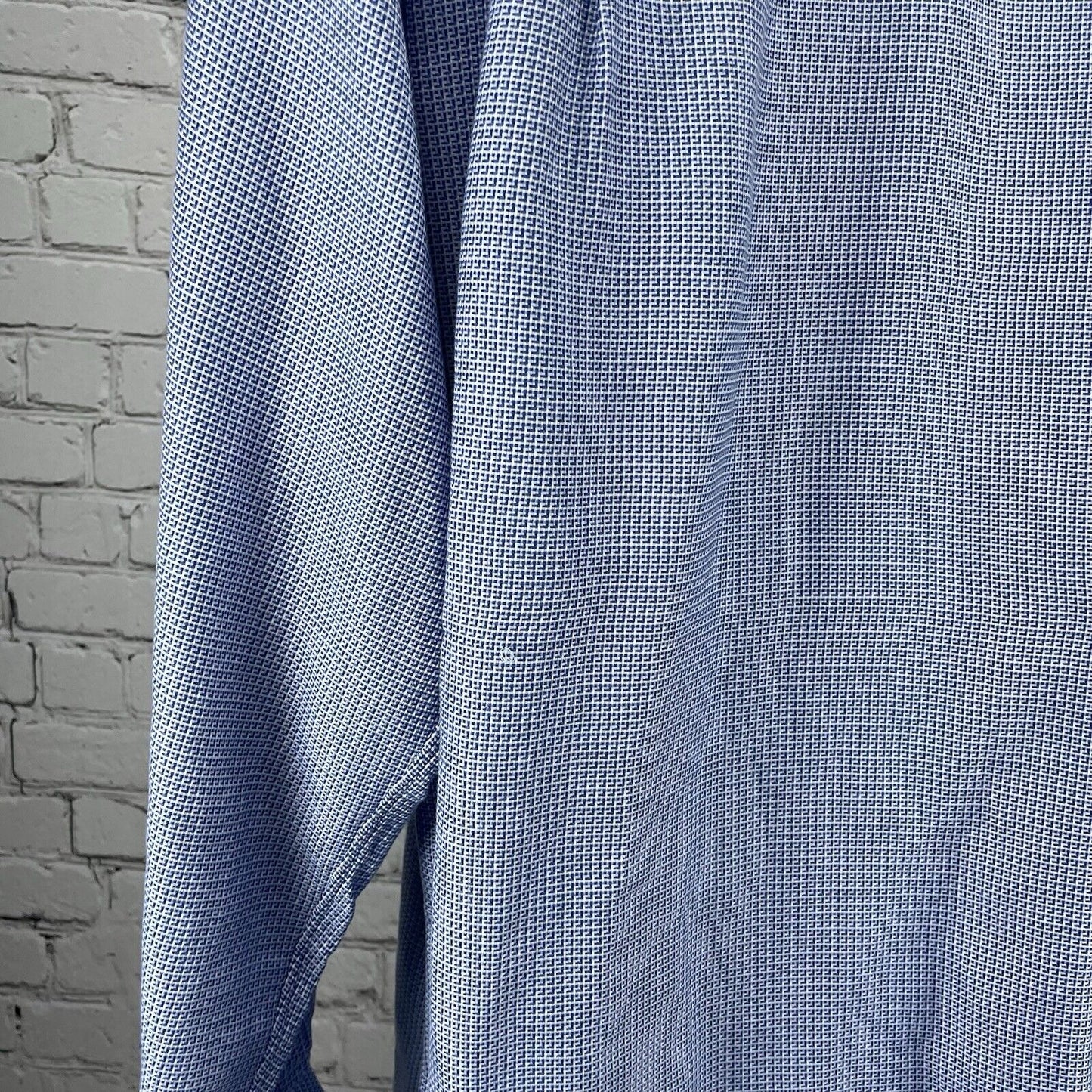 John W Nordstrom Blue Cotton Checkered Button Down Long Sleeve Shirt Medium M