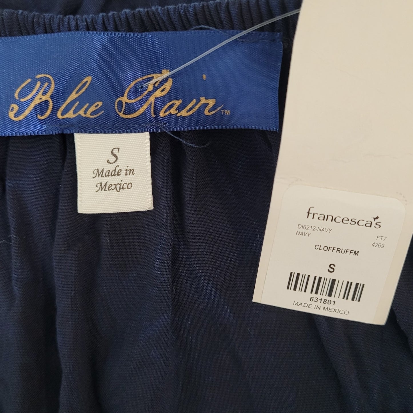 NWT Blue Rain Francesca's Navy Off Shoulder Lightweight Dress Size Small S