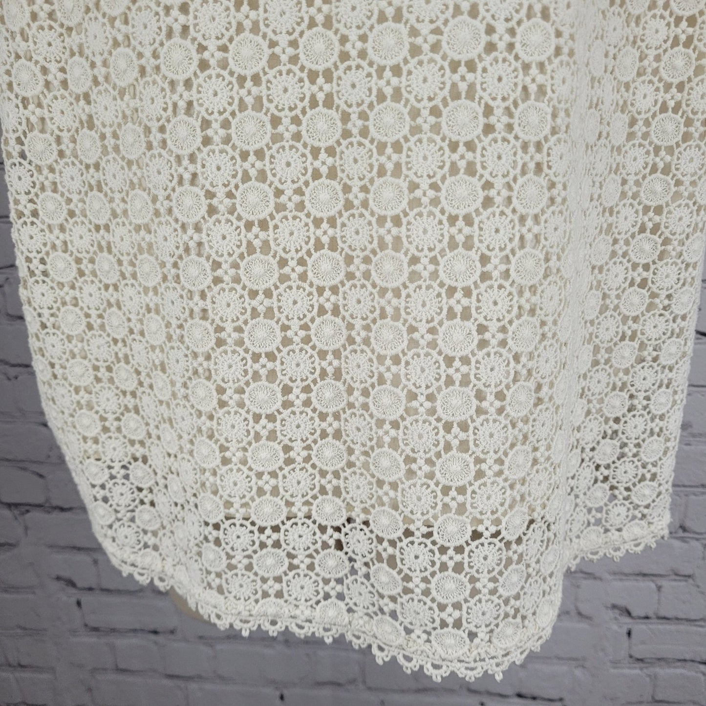 Joie Ivory 100% Cotton Eyelet Overlay Lined Short Sleeve Top Blouse Small S