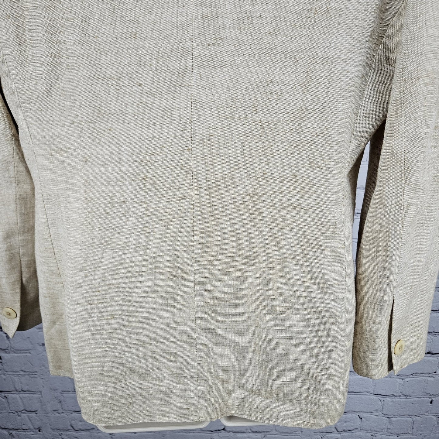 VTG Gianni Sport Beige Linen Blend 1 Button Collarless Blazer Suit Jacket USA 10