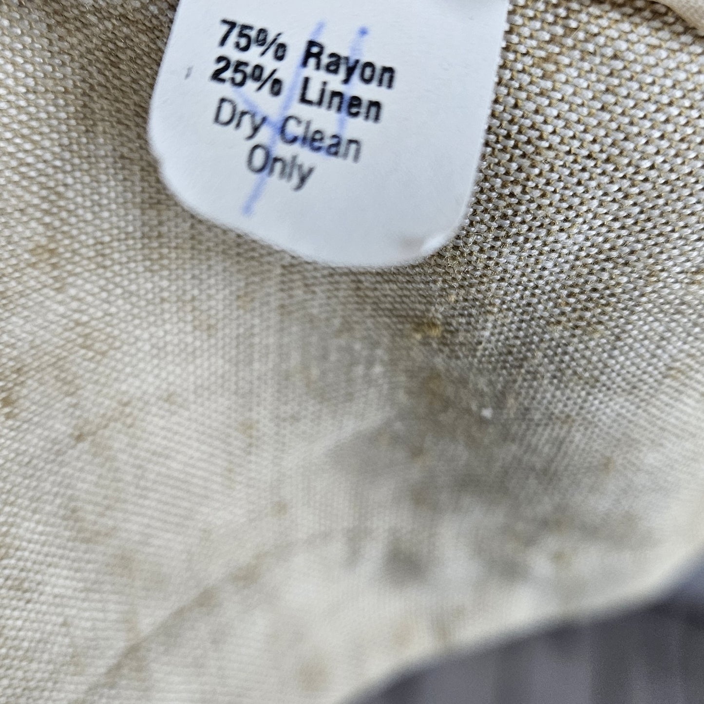 VTG Gianni Sport Beige Linen Blend 1 Button Collarless Blazer Suit Jacket USA 10