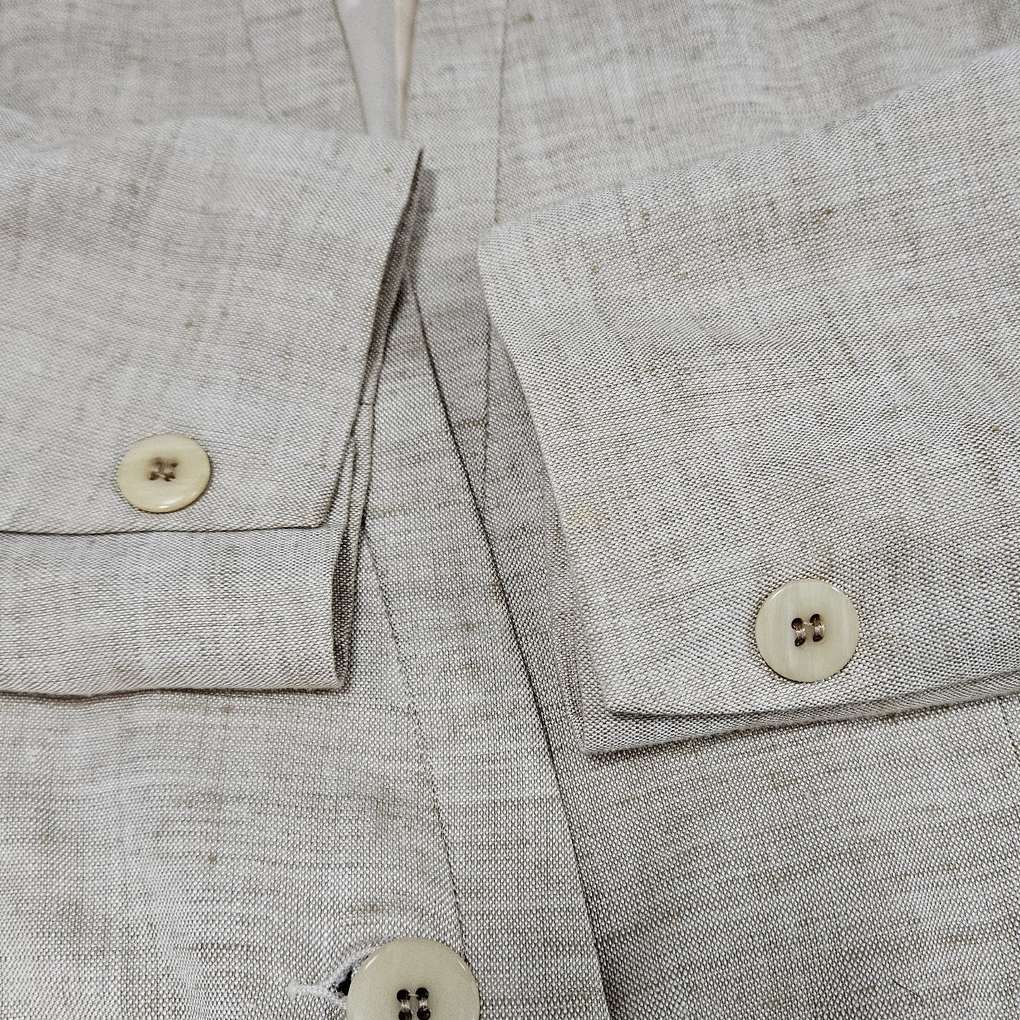 VTG Gianni Sport Beige Linen Blend 1 Button Collarless Blazer Suit Jacket USA 10