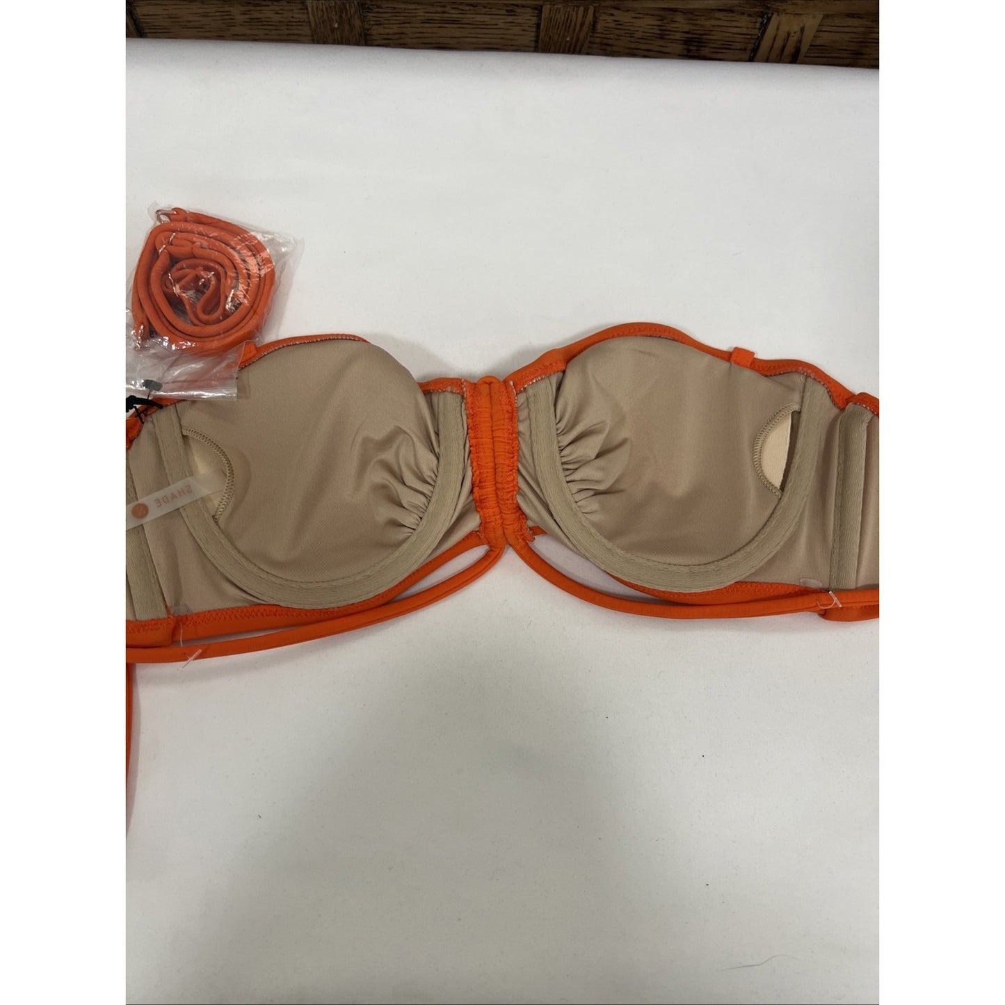 NWT Shade & Shore Women’s Orange Strapless Straps Underwire Bikini Swim Top 34B