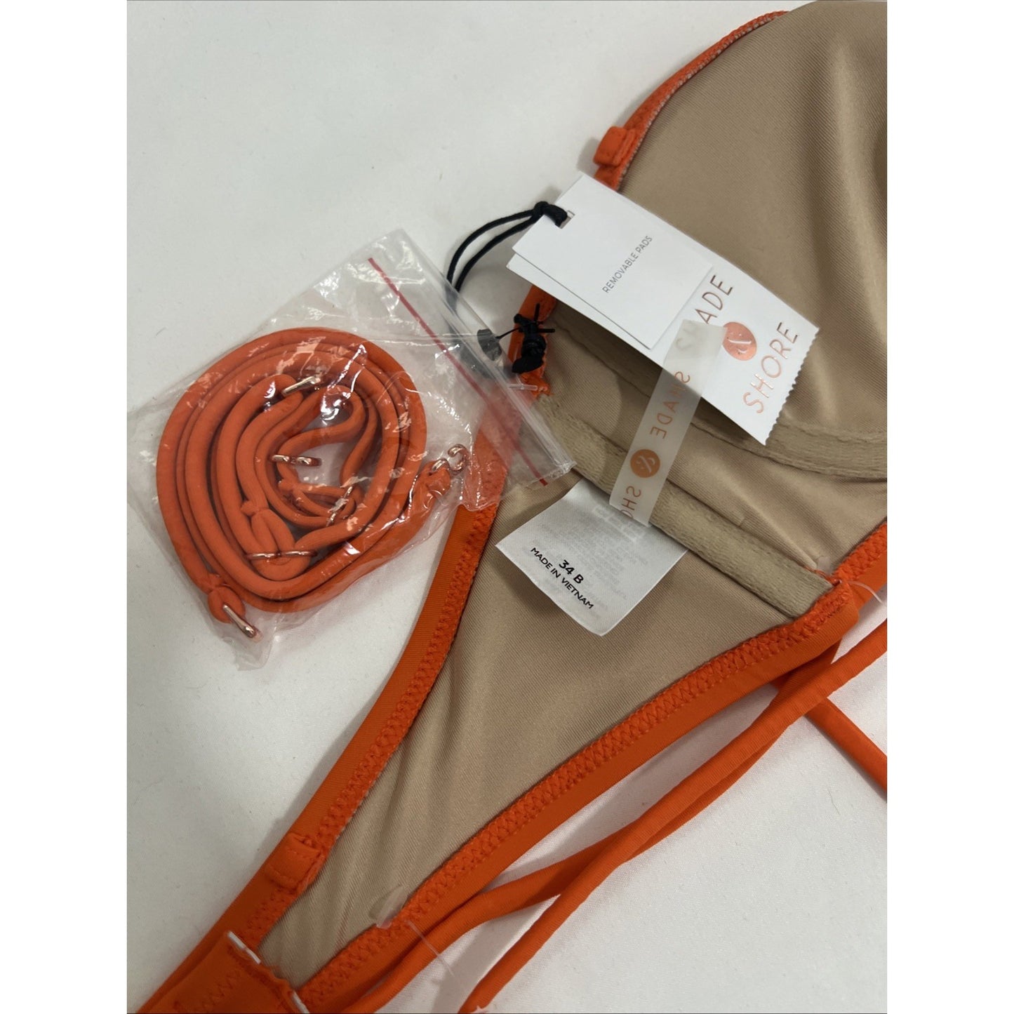 NWT Shade & Shore Women’s Orange Strapless Straps Underwire Bikini Swim Top 34B