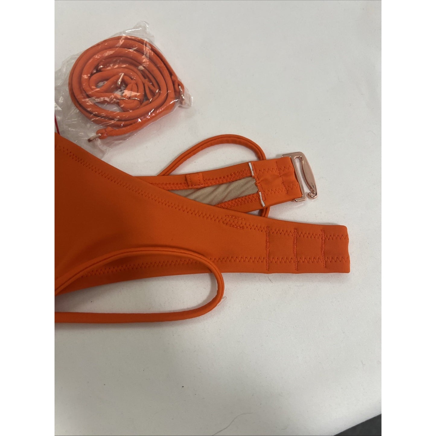 NWT Shade & Shore Women’s Orange Strapless Straps Underwire Bikini Swim Top 34B