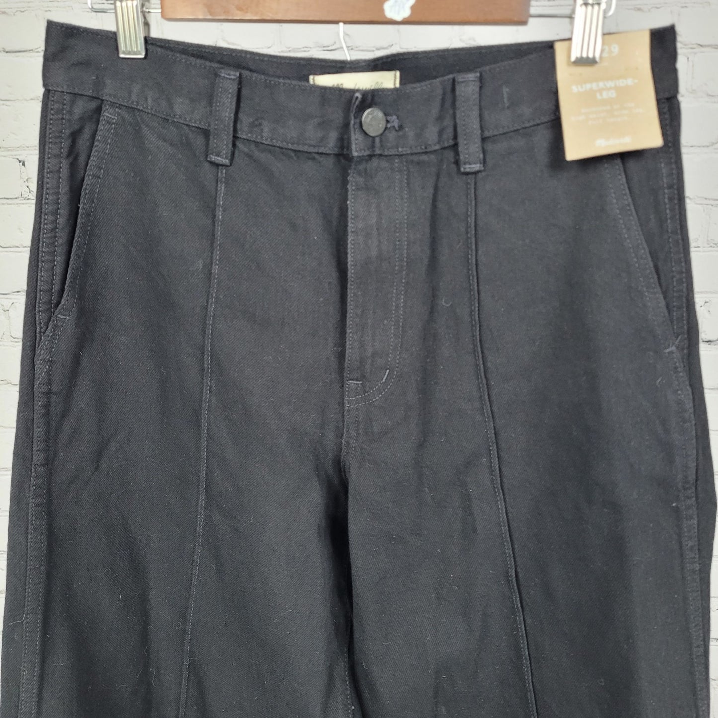 NWT Madewell Black Superwide Leg 100% Cotton High Rise Jeans 29 (29x31)