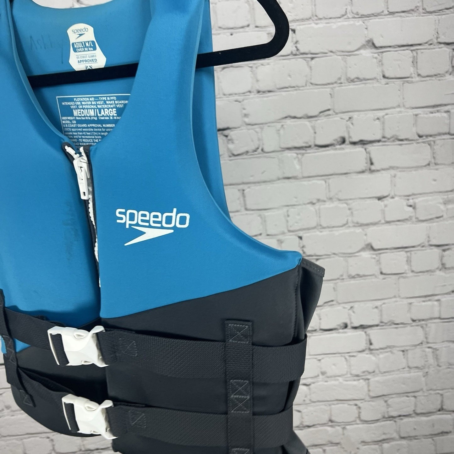 Speedo Blue Grey Type 3 PDF USCG Life Jacket Vest Adult M/L   90lbs Chest 36-44