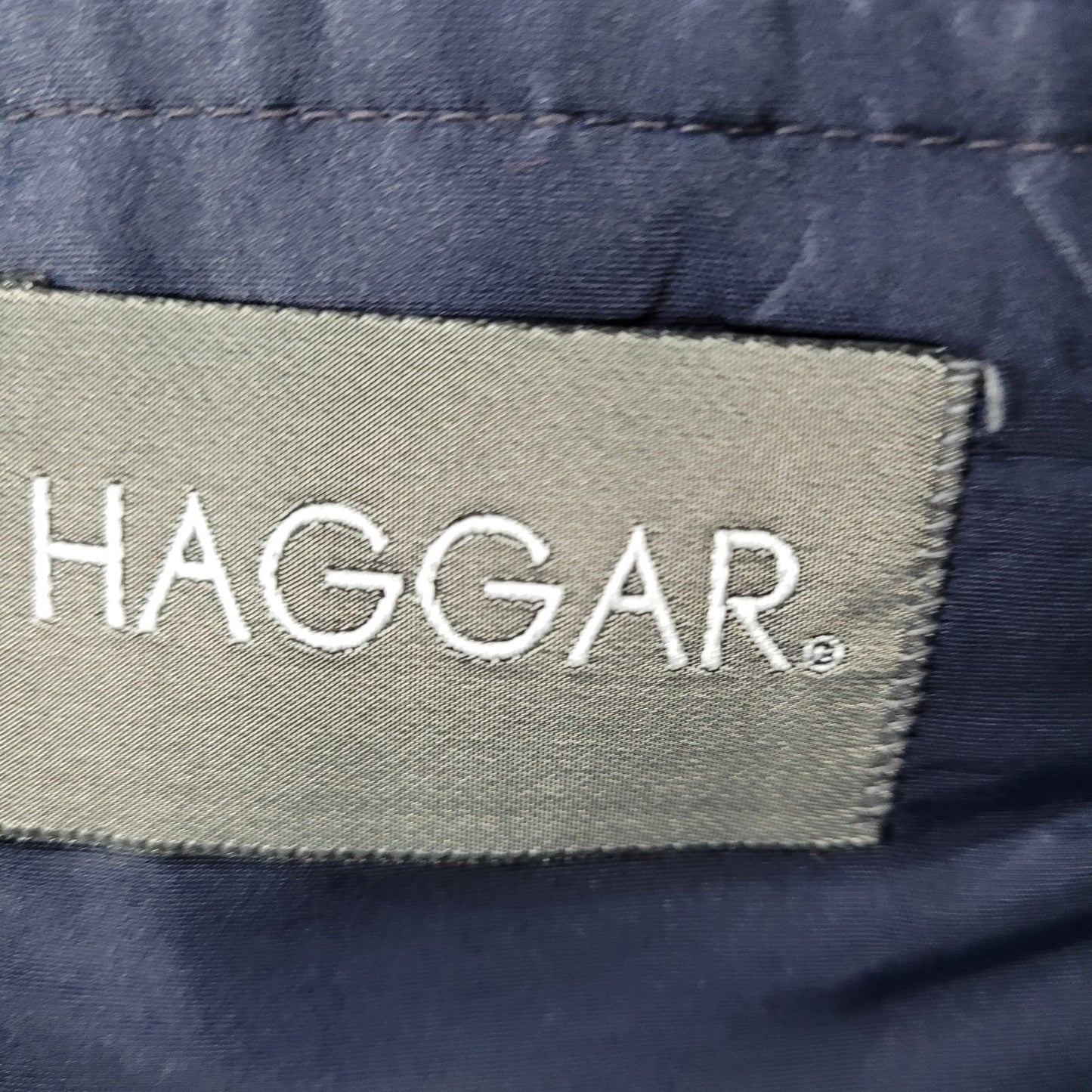 Haggar Navy Pinstriped 2 Button Notch Vented Blazer Sport Coat USA Made Size 42