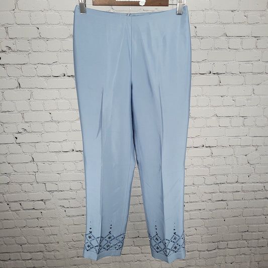 NWD Ann Taylor Blue Silk Sequin Bead Embellished Lined Pants Size 2 (26x28.5)