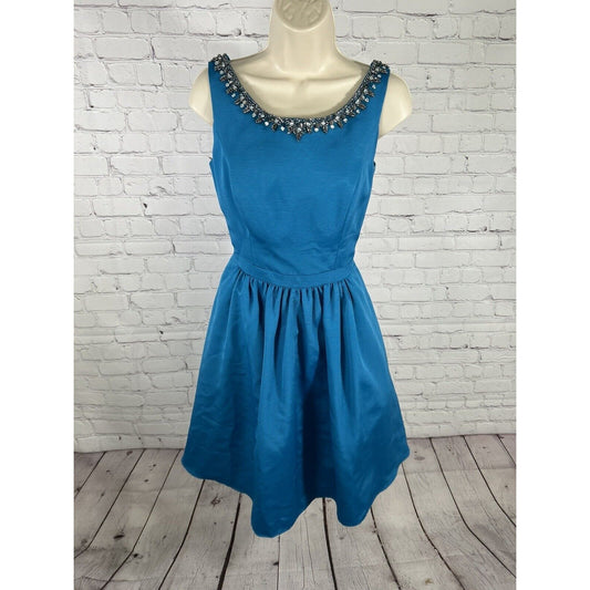 David’s Bridal Beaded Neckline Sleeveless Open Back A Line Party Dress 6