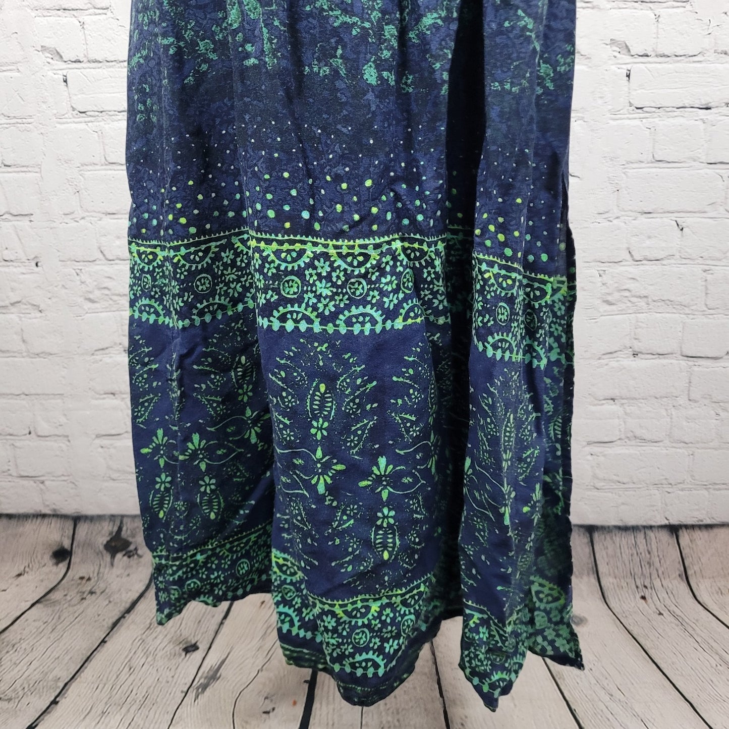 O'Neill Blue Green Floral Halter Adjustable Ties Side Slit Maxi Dress Medium M