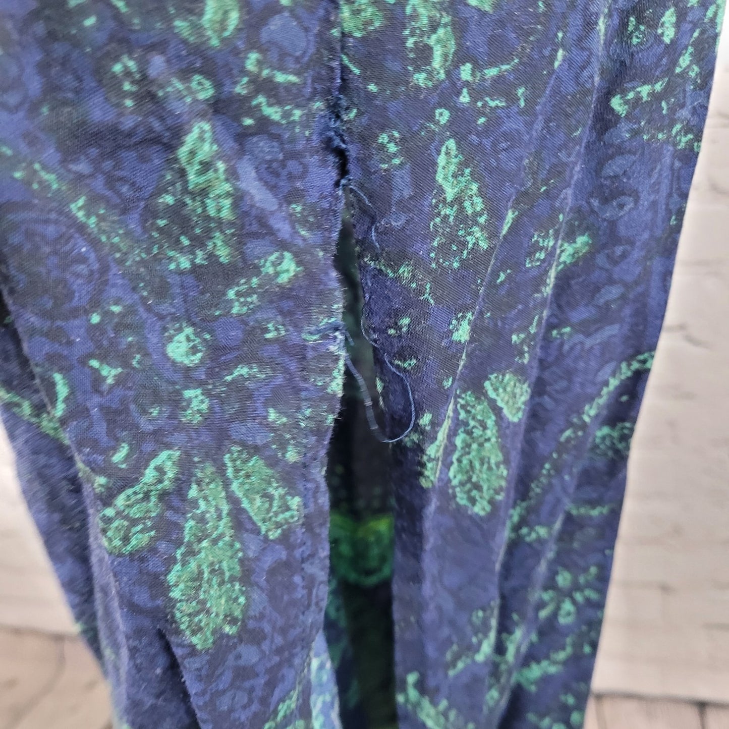 O'Neill Blue Green Floral Halter Adjustable Ties Side Slit Maxi Dress Medium M