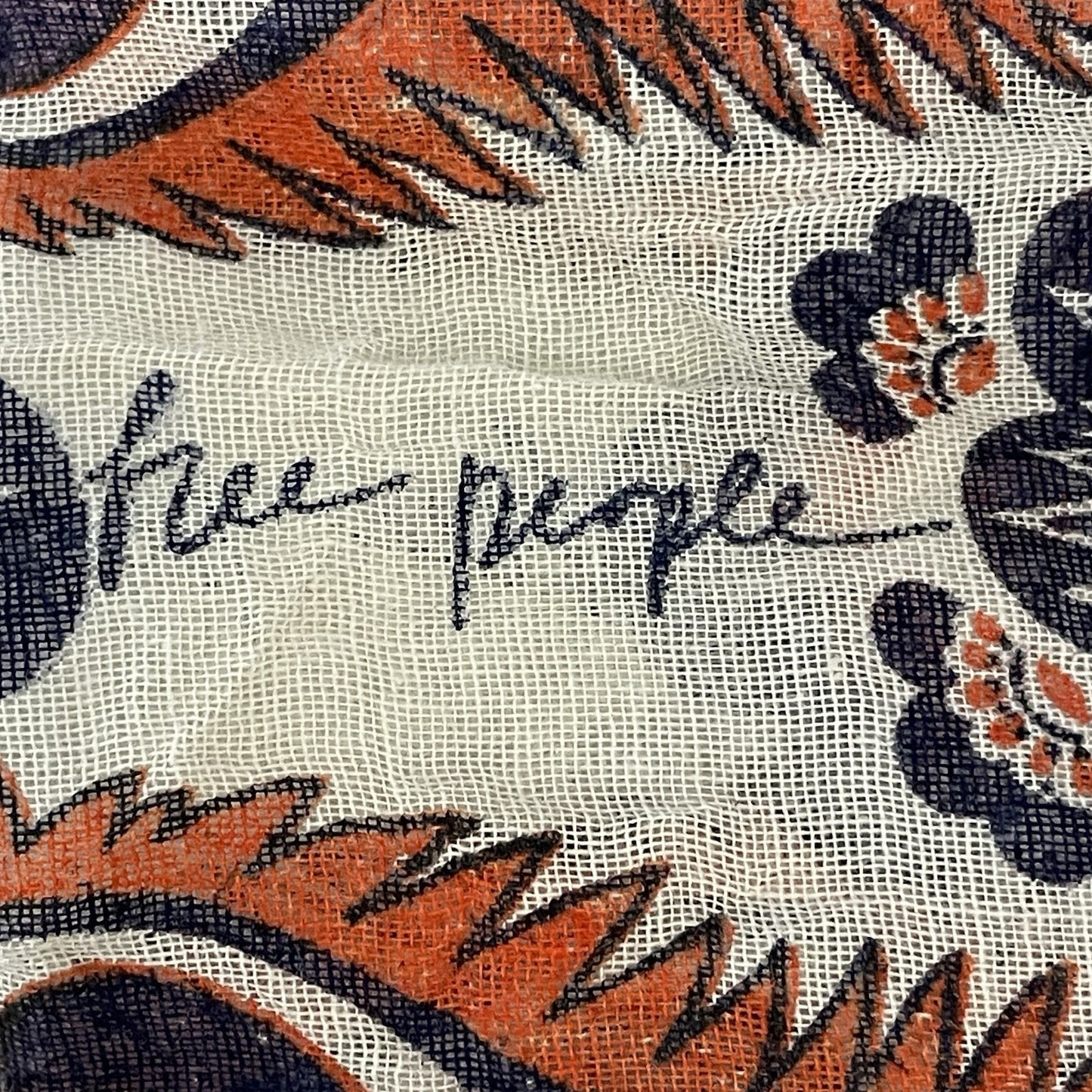 Free People Orange Floral Gauzy Lightweight Reusable Tote Shopping Sling Bag