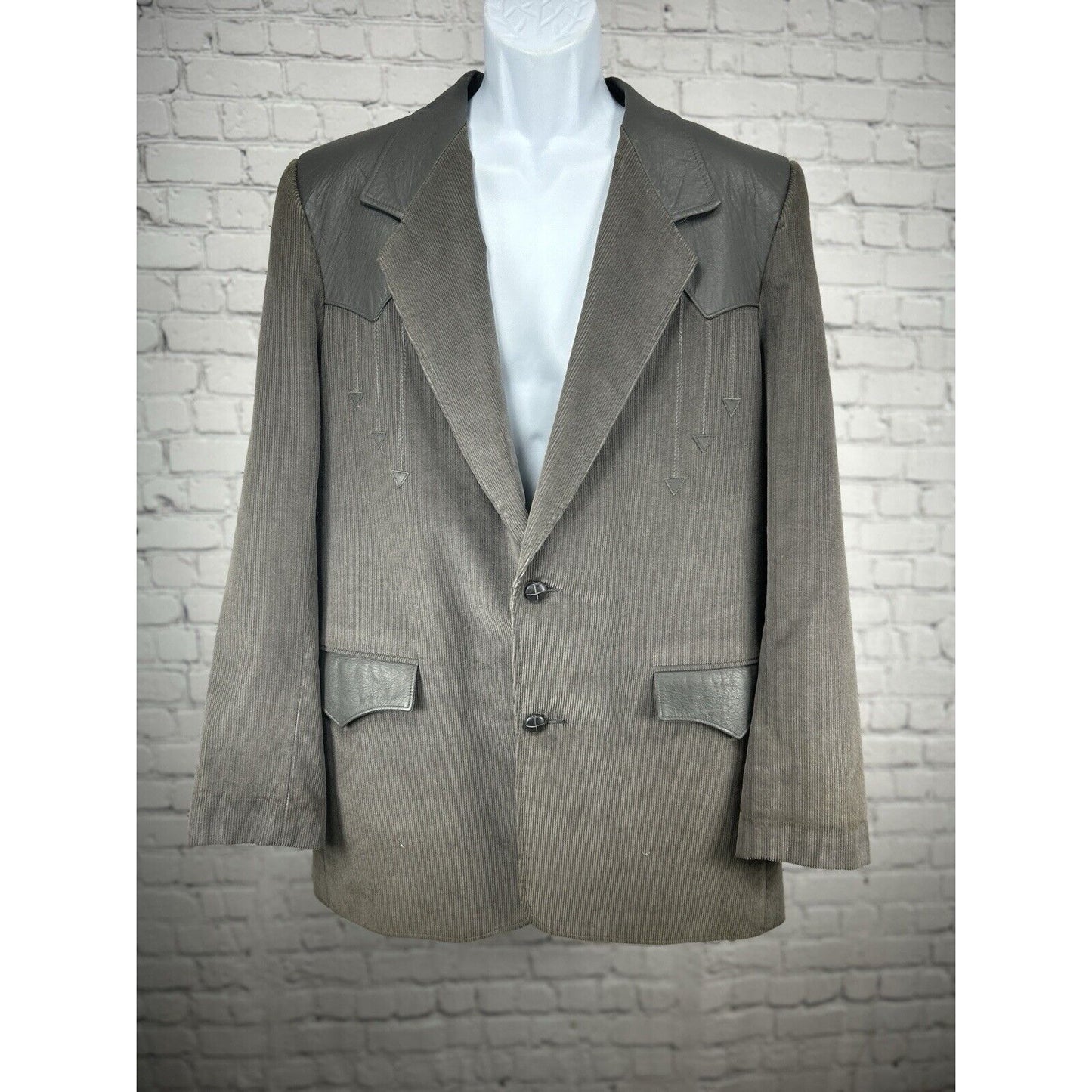 VTG Westwinds Blue Gray Corduroy USA Made 2 Button Sport Coat Mens Size 46