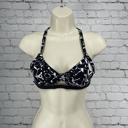 Abercrombie & Fitch Black Bikini Swimsuit Top Padded Geometric Size Medium M