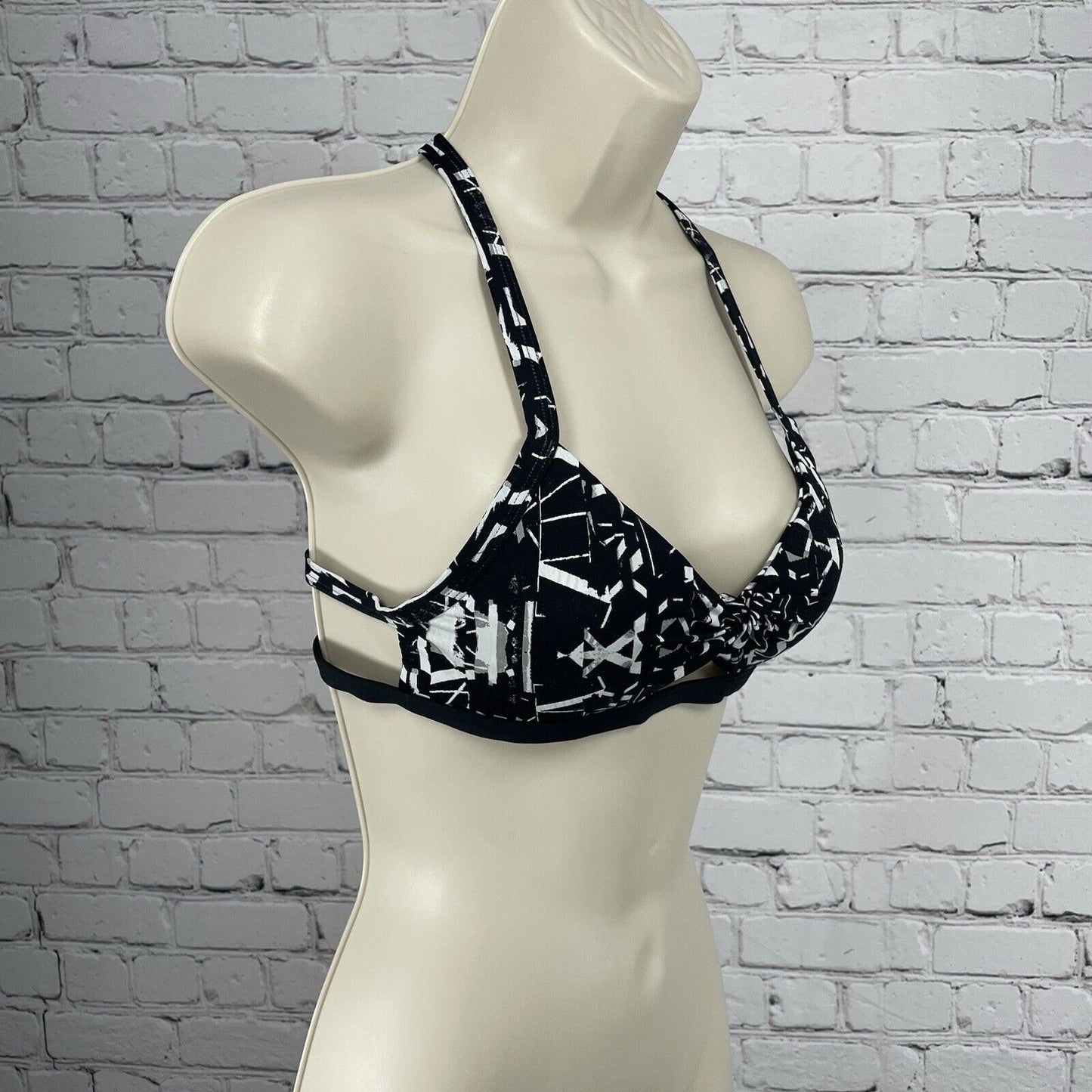 Abercrombie & Fitch Black Bikini Swimsuit Top Padded Geometric Size Medium M