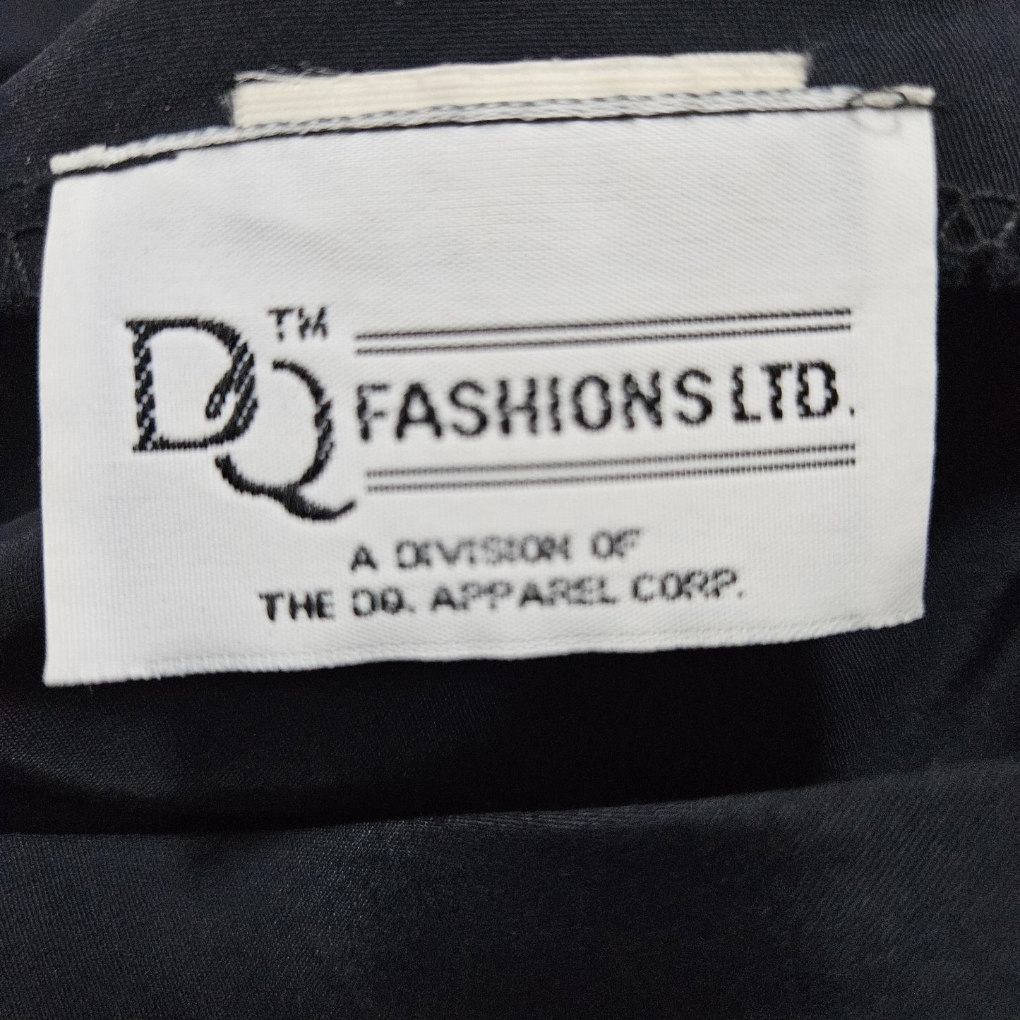 VTG DQ Fashions Navy V Neck Buttoned Back Shoulder Pad Midi Pencil Dress USA 5/6
