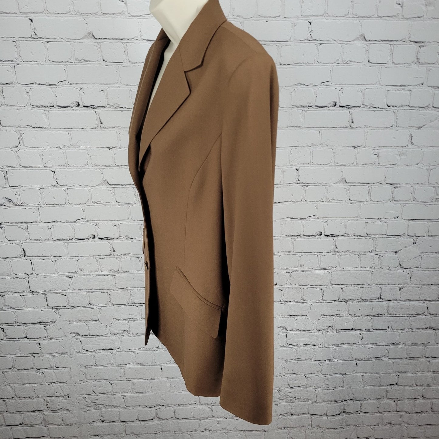 VTG Talbots Brown 100% Wool 3 Button Notch Blazer Jacket USA Made Size 10P