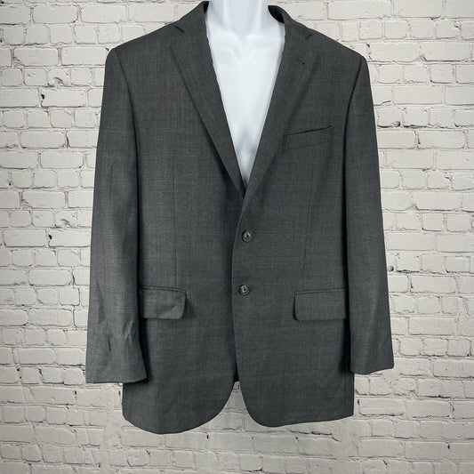Joseph Abboud Grey Check Wool Suit Blazer Jacket Double Vent USA Made Size 42R