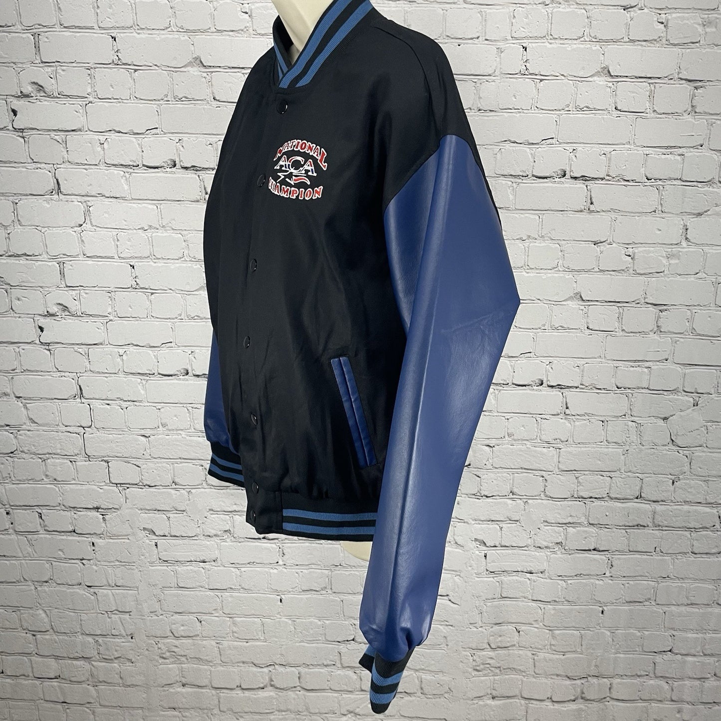 National ACA Champion Black Cheerleading Snapped Varsity Jacket Size Medium M