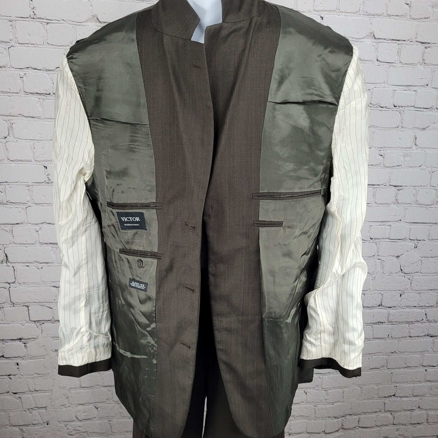 Victor Brown Super 110's Italian Wool Full Suit Set Jacket 42R Pants 36x31