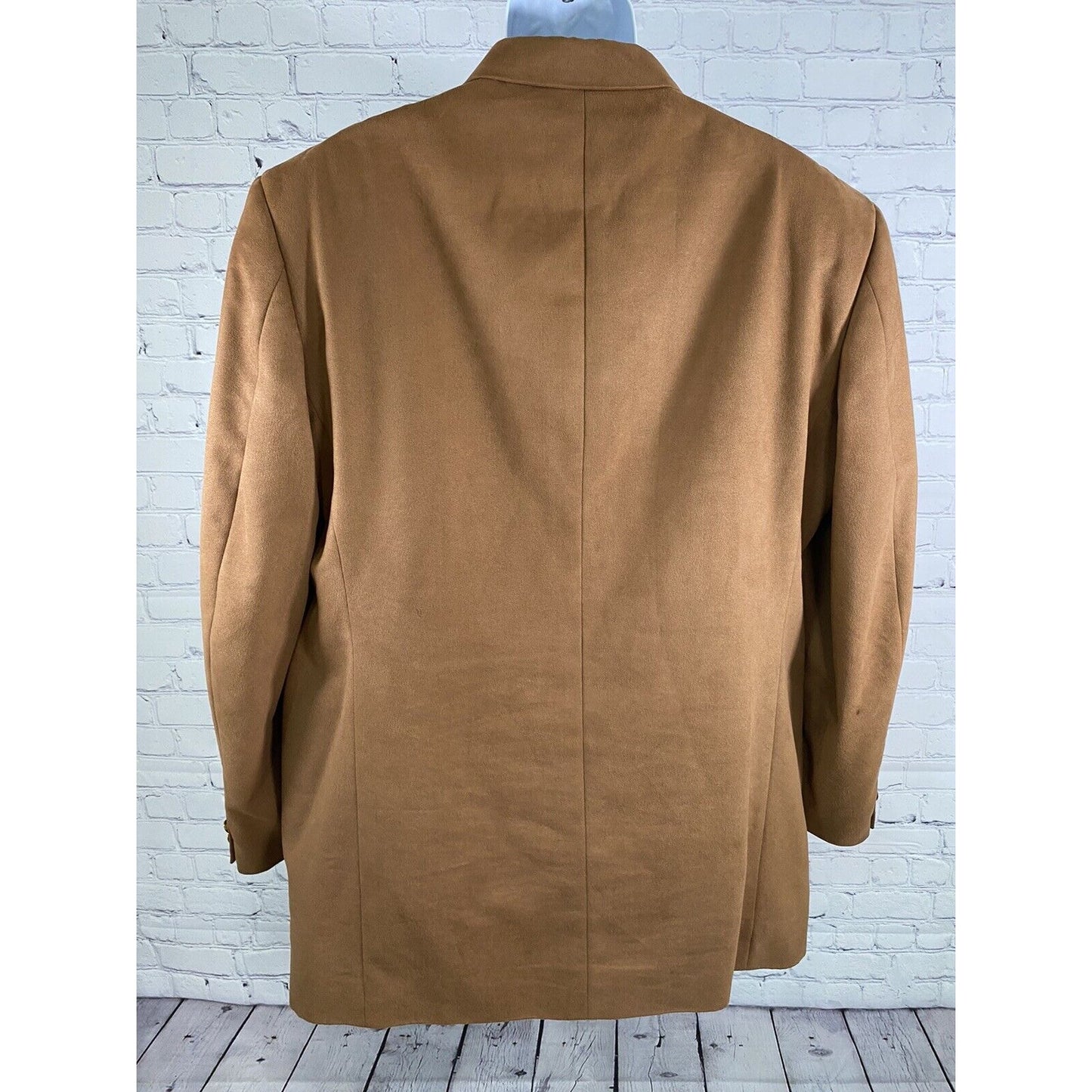 Stafford Brown Gold 3 Button Single Breasted Faux Suede Jacket Blazer Coat 46L
