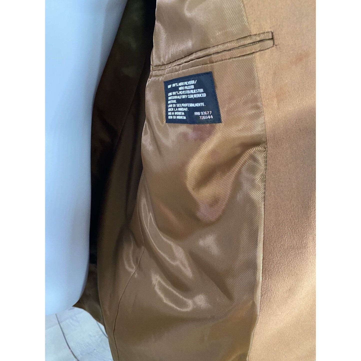 Stafford Brown Gold 3 Button Single Breasted Faux Suede Jacket Blazer Coat 46L