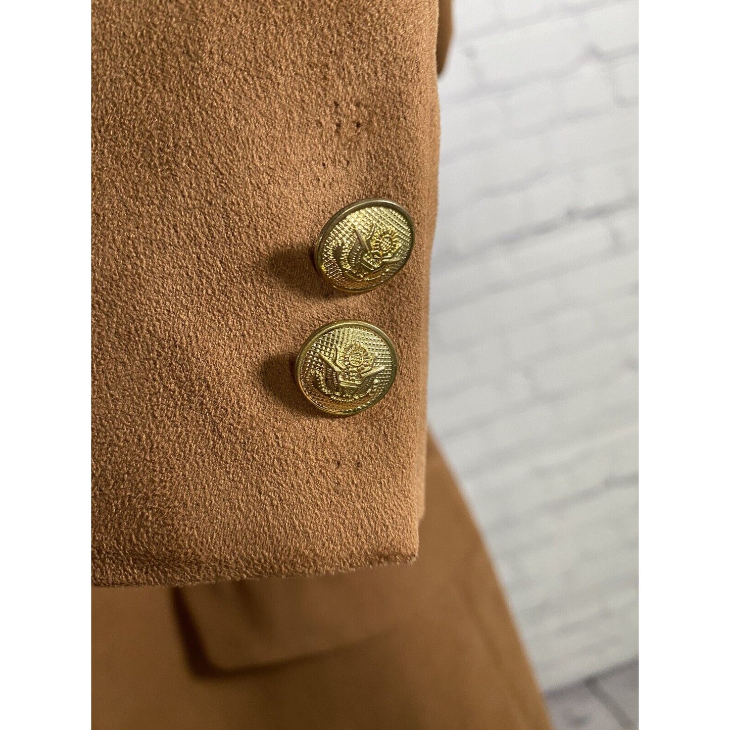 Stafford Brown Gold 3 Button Single Breasted Faux Suede Jacket Blazer Coat 46L