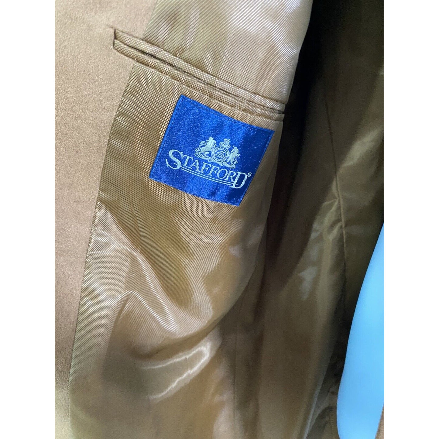Stafford Brown Gold 3 Button Single Breasted Faux Suede Jacket Blazer Coat 46L